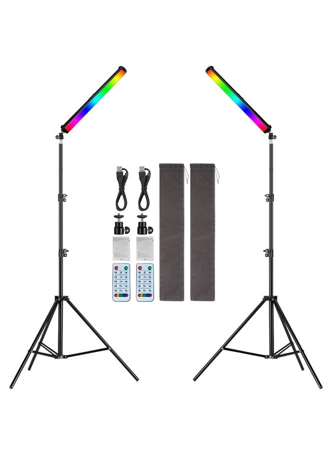 ITOTIN RGB Led Video Light Wand Stick, 360° Full Color Portable Studio Handheld Photography Lighting Wand 5000mAh Rechargeable Battery & Magnet with 27"-80" Tripod Stand-2 Kit - Image 1