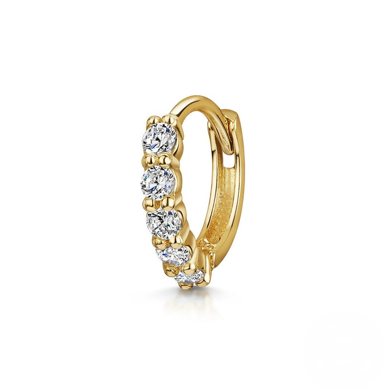 S925 Silver Cartilage Zircon Diamond Hoop Earrings #8 Gold-single