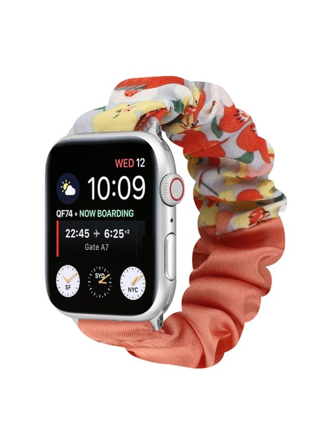 Replacement Strap Butterfly Pattern Hair Ring Cloth Watch Band For Apple Watch Series 9&8&7 41mm / SE 3&SE 2&6&SE&5&4 40mm / 3&2&1 38mm O