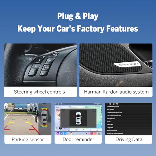 Eonon 9 inch Double-Din Car Stereo Compatible with BMW E46,Android 13 6+64GB 4G LTE CarPlay Android Auto WiFi GPS Bluetooth DSP MirrorLink Support DAB+ OBDII Backup Camera Car Radio Stereo E46X6S2 - Image 4