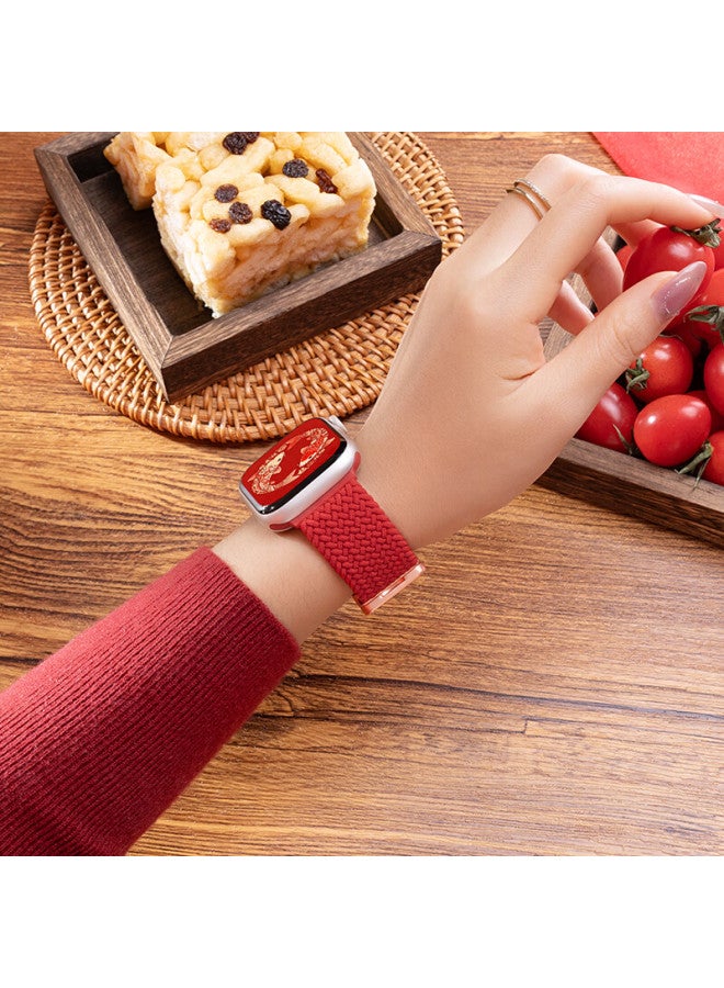 Bho Compatible Apple Watch Band For S11/s10/ultra3 New Year Red Nylon Loop Band For Iwatch S9/8/se Lucky Red Strap - Image 1