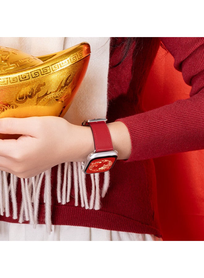 Bho Compatible Apple Watch Band For S11/s10/ultra3 New Year Red Nylon Loop Band For Iwatch S9/8/se Lucky Red Strap - Image 2