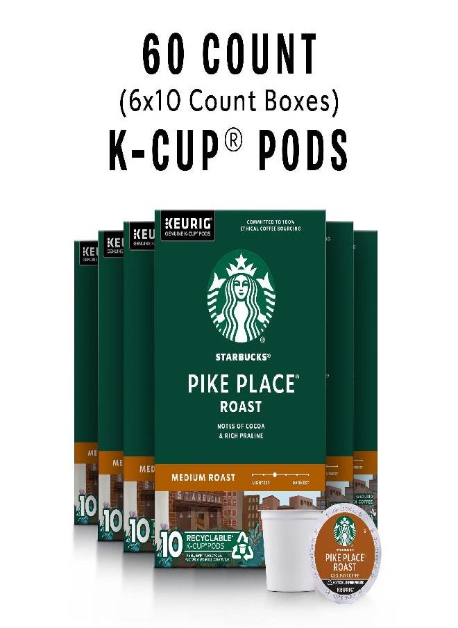 Starbucks Starbucks K-Cup Coffee Pods-Medium Roast Coffee-Pike Place Roast for Keurig Brewers-100% Arabica-6 boxes (60 pods total)  - Image 2