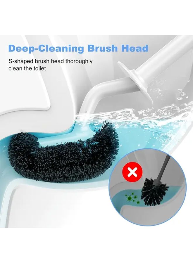 Toilet Brush Set With S Brush Head And Round Base Compact Hidden Caddy For Small Spaces - Image 5