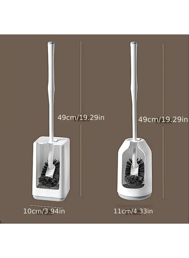 Toilet Brush Set With S Brush Head And Round Base Compact Hidden Caddy For Small Spaces - Image 1