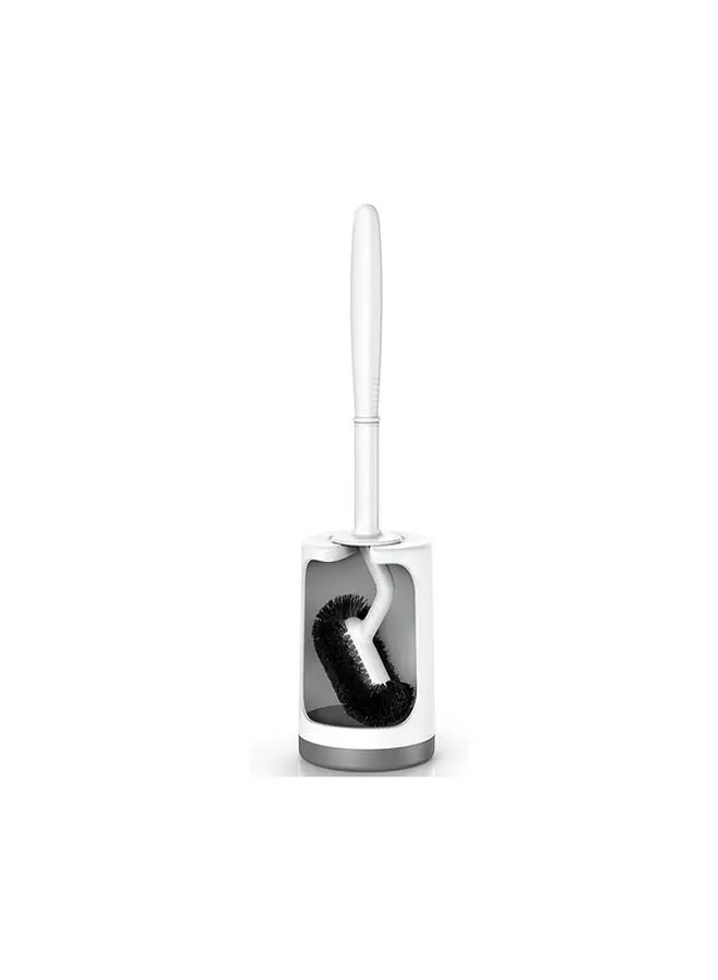 Toilet Brush Set With S Brush Head And Round Base Compact Hidden Caddy For Small Spaces - Image 2