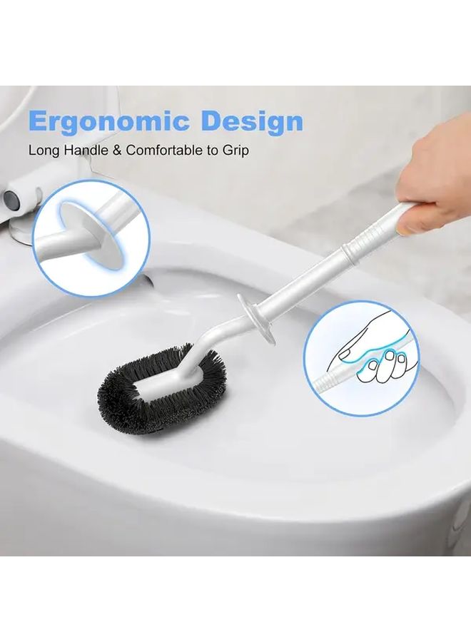Toilet Brush Set With S Brush Head And Round Base Compact Hidden Caddy For Small Spaces - Image 4