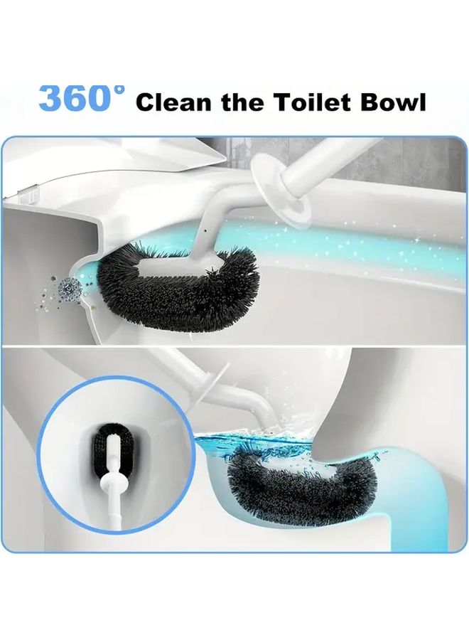 Toilet Brush Set With S Brush Head And Round Base Compact Hidden Caddy For Small Spaces - Image 3