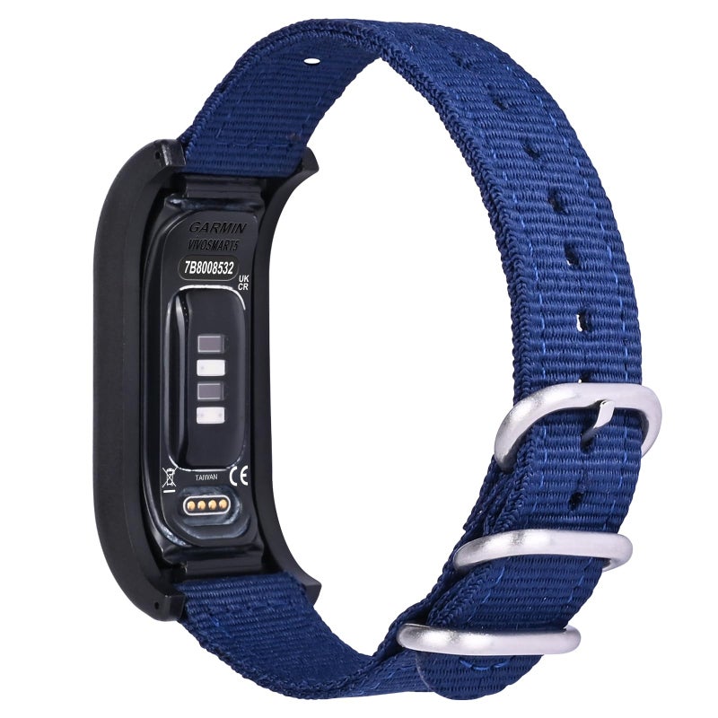 سي2دي جوي C2D Joy Canvas Nylon Bands متوافقة مع Garmin Vivosmart 5 فرق استبدال متتبع مع الأزرق في حالة وميد. - Image 1