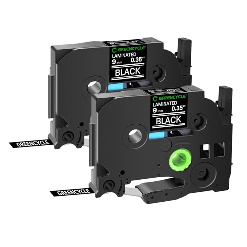 GREENCYCLE 2 Pack Compatible for Brother P-Touch Black Label Maker Tape TZe-325 TZe325 9mm 0.35 Laminated Black Tape TZe325 TZ325 TZe TZ Label for PT-D210 H100 H110 D400 D600 - Image 1