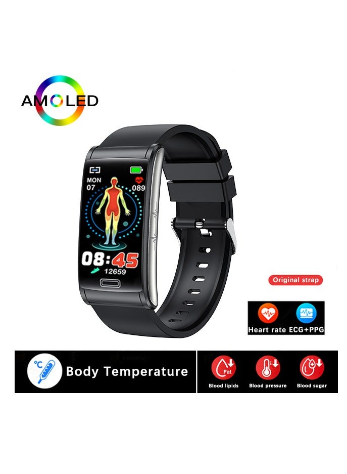 AROAQ E600 Smart Watch , Amoled Display Waterproof Sport Activity Tracker Watch, 1.47" Display Touch Screen Health Tracker Watch With 15 Plus Sports Mode, (Black Silicone) - Image 1