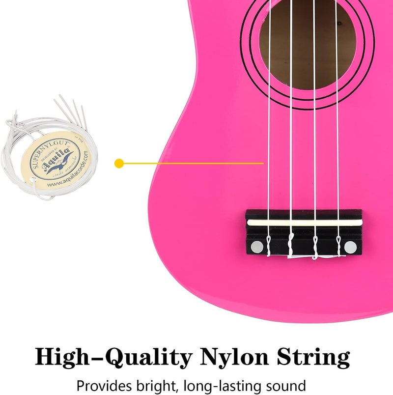 Amdini 21 Inch Ukulele for Beginners Basswood Soprano Ukelele Kit for Kids Adult Student Starter Mini Guitar Ukalelee Pack Bundle with Book Gig Bag Tuner Strap Picks Nylon Strings (Rose) - Image 4