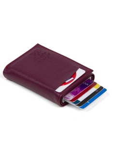 Adelina Bags Purple Nova Leather Mechanism Automatic Slide Card Holder Wallet (7CMX10CM)  - Image 2