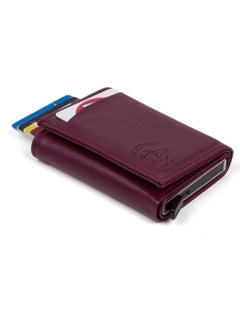 Adelina Bags Purple Nova Leather Mechanism Automatic Slide Card Holder Wallet (7CMX10CM)  - Image 4
