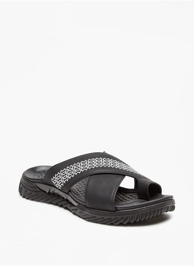 Al Waha Textured Slip-On Arabic Sandals  - Image 1