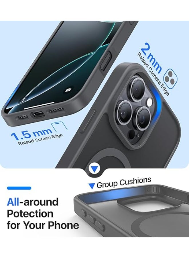 Magnetic for iPhone 16 Pro Max Case, [Compatible with MagSafe][Military-Grade Drop Protection][Anti-Yellow] Shockproof Protective Translucent Matte Cover for iPhone 16 Pro Max Phone Case,Gray - Image 3
