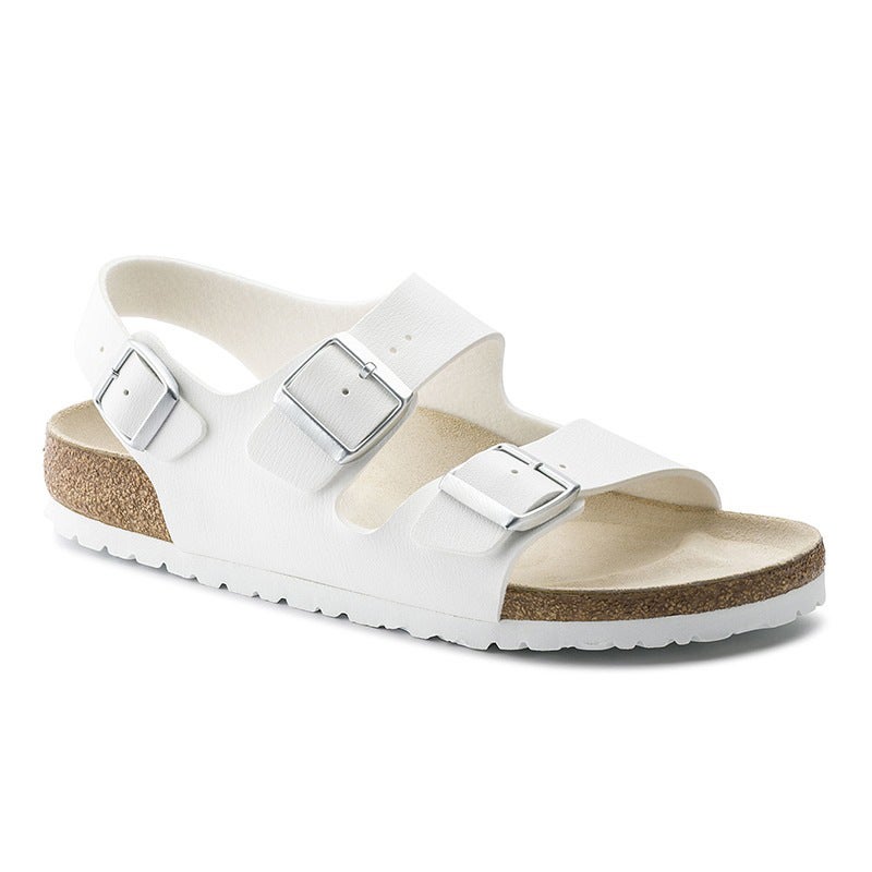 Leather Cork Sandals for Men and Women Can Wear Birkenstocks in stock Fashion Double-breasted Casual Retro All-match Birkenstocks - Image 5