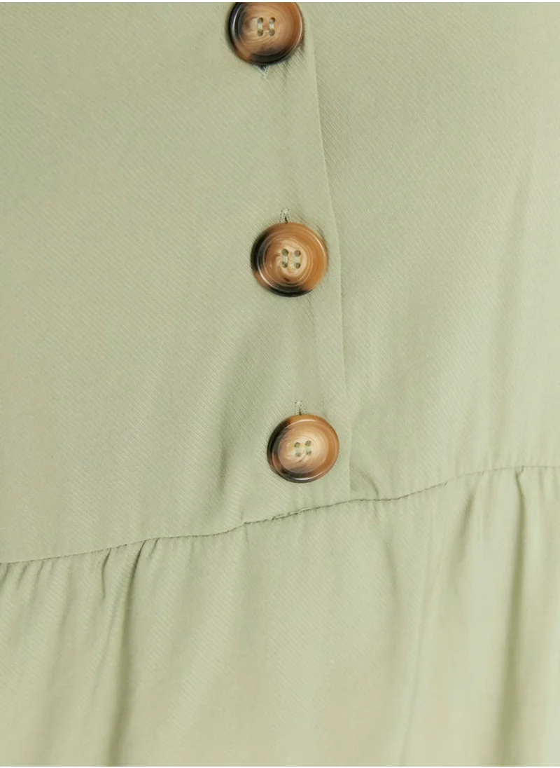 Trendyol Curve Button Detail Tiered Dress