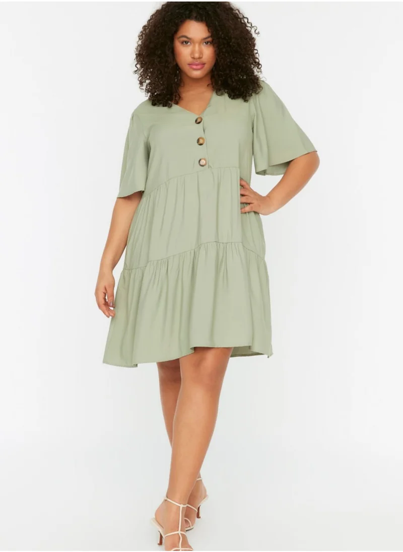 Trendyol Curve Button Detail Tiered Dress
