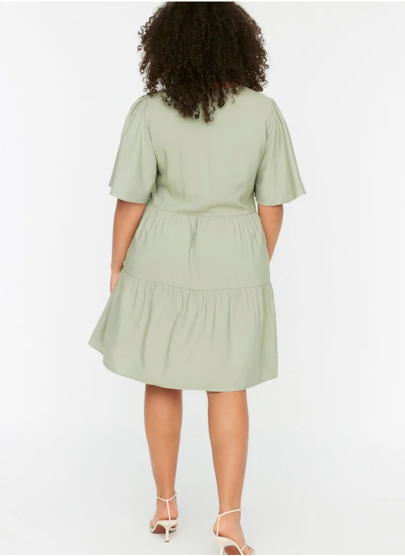Trendyol Curve Button Detail Tiered Dress