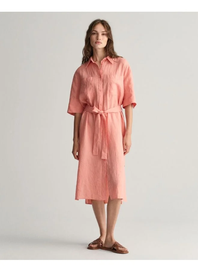 GANT Gant Linen Short Sleeve Shirt Dress