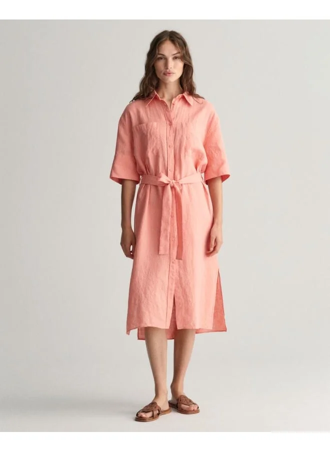 GANT Gant Linen Short Sleeve Shirt Dress