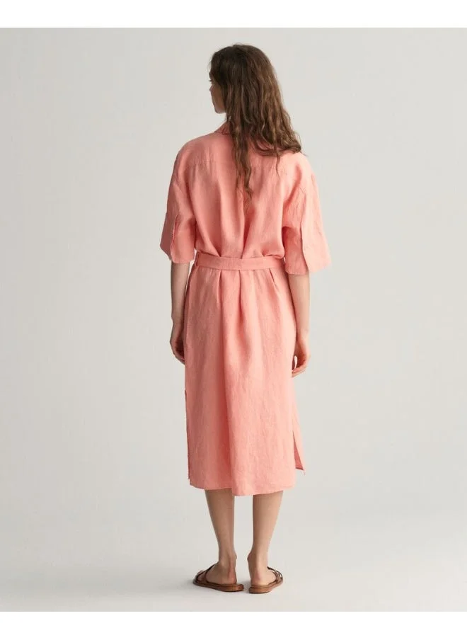 غانت Gant Linen Short Sleeve Shirt Dress