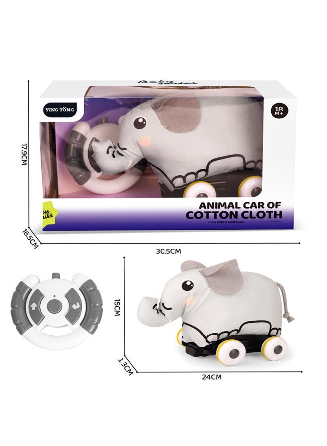 2.4G Remote Control Two-way Plush Elephant Tiger Fabric Car Animal Cloth Car Educational Boy Toy-Color:Remote Control Plush Elephant  - Image 2