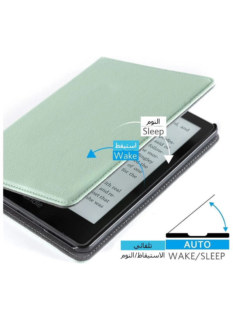 Kindle Paperwhite Durable PU Leather Cover (5th Generation-2021) - Green