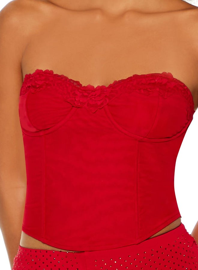 FOREVER 21 Satin Lace-Up Crop Top - Image 3