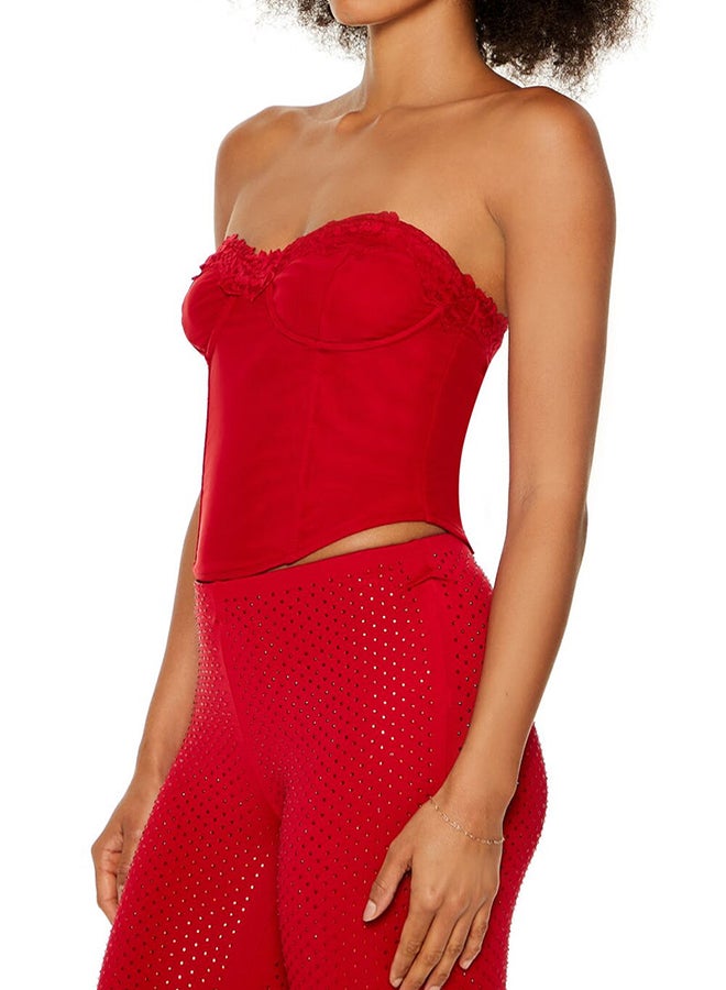 FOREVER 21 Satin Lace-Up Crop Top - Image 4