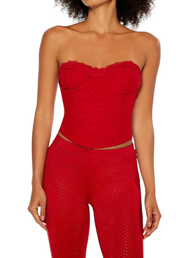 FOREVER 21 Satin Lace-Up Crop Top - Image 1
