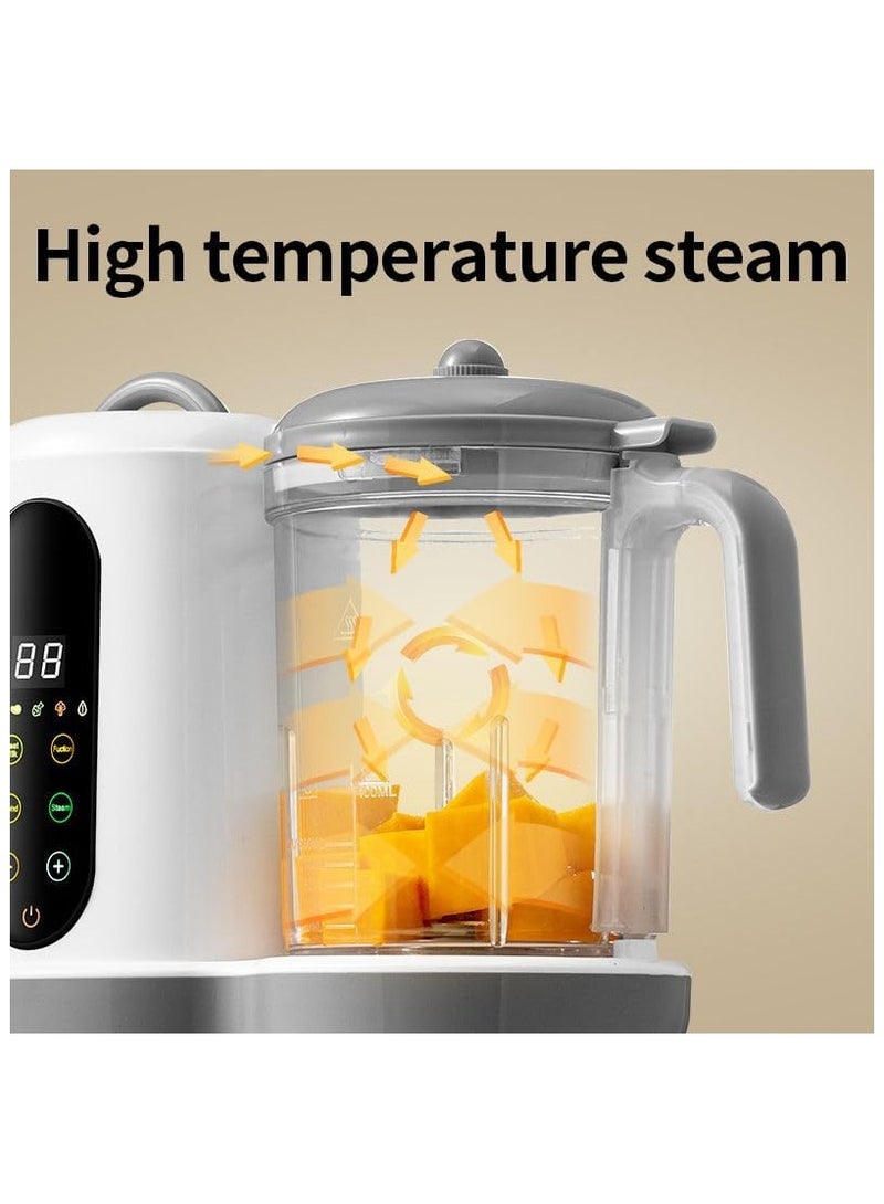 NNEWVANTE صانع طعام الأطفال، موزع طعام الأطفال، جهاز رغوة الحليب الكهربائي، جهاز رغوة الحليب والبخار، الخلاط والبخار وصانع البوريه مع الطهي التلقائي، صانع بوريه 5 في 1 يجمع بين التنظيف التلقائي، التسخين، البخار، البخار والخلط - Image 2