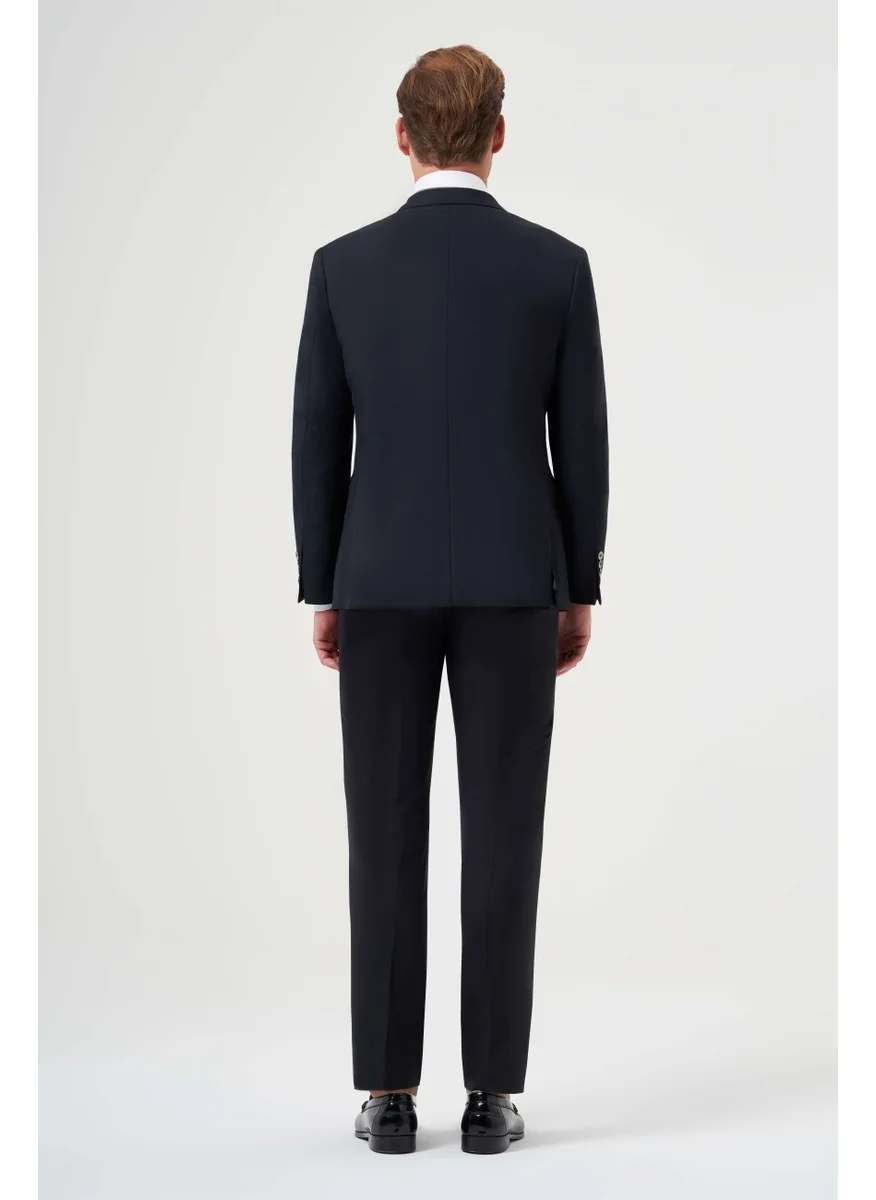 Bisse Men's Regular Fit Mono Collar 6 Drop Suit Navy Blue PTK23Y23100_D39