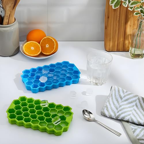 Homeor Silicone Honeycomb Ice Cube Tray for Freezer 37 Cavity Ice Cube Mould Flexible Tray for Freezer, Chocolate Cake Maker, Ice Trays for Chilled Drinks, Assorted, 1 Piece - Image 1