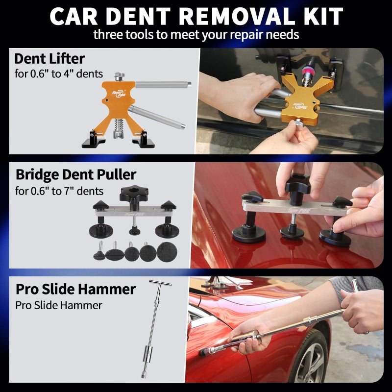 Super PDR Paintless Dent Repair Kit 148PCS Dent Puller Kit with LED Light Board Can Removal 99% of Car Dents in 30 Minutes for Repair Work of Big Dents, Small Dents, Door Ding, Creases and Hail Damage - Image 2