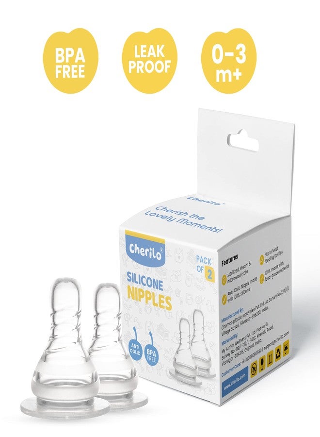 Cherilo حلمة/حلمة شيريلو الكلاسيكية المضادة للمغص لزجاجات الرضاعة ذات العنق النحيف، مانعة للتسرب، خالية من مادة BPA، فائقة النعومة مصنوعة من السيليكون بنسبة 100% ومادة غذائية، تصميم محزز (عبوة من قطعتين، تدفق بطيء، من 0 إلى 3 أشهر) - Image 5