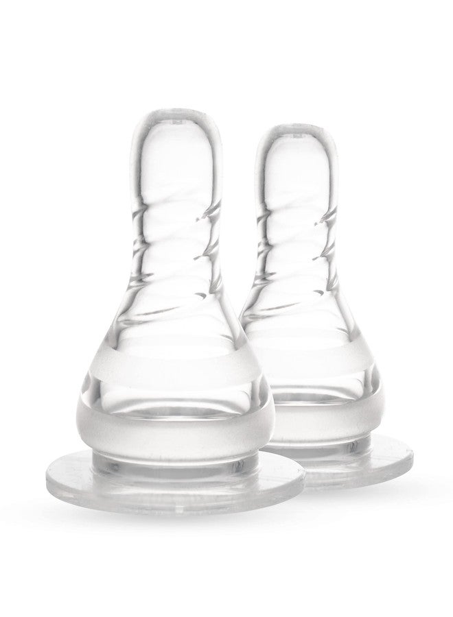 Cherilo حلمة/حلمة شيريلو الكلاسيكية المضادة للمغص لزجاجات الرضاعة ذات العنق النحيف، مانعة للتسرب، خالية من مادة BPA، فائقة النعومة مصنوعة من السيليكون بنسبة 100% ومادة غذائية، تصميم محزز (عبوة من قطعتين، تدفق بطيء، من 0 إلى 3 أشهر) - Image 2