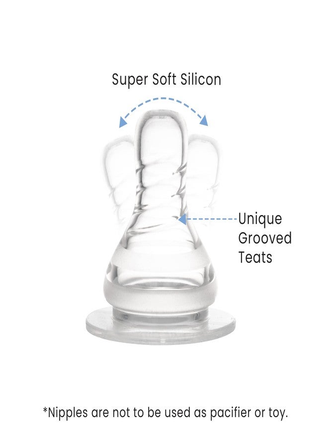 Cherilo حلمة/حلمة شيريلو الكلاسيكية المضادة للمغص لزجاجات الرضاعة ذات العنق النحيف، مانعة للتسرب، خالية من مادة BPA، فائقة النعومة مصنوعة من السيليكون بنسبة 100% ومادة غذائية، تصميم محزز (عبوة من قطعتين، تدفق بطيء، من 0 إلى 3 أشهر) - Image 3