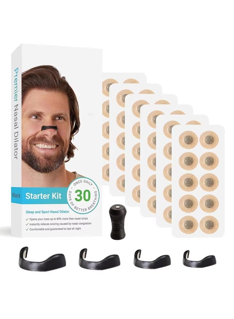 Generic Magnetic Nasal Strips, 60 Magnetic Nasal Strips, Nasal Magnets, Inhalation Breathing Nasal Magnets, Anti-snoring Magnetic Nasal Clips for Home, Travel, Hotel, Business, Men and Women, Black  - Image 1