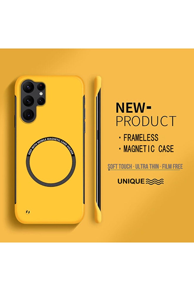 for Galaxy S23 Ultra Yellow Ultra Thin Hard PC Magnetic Frameless Phone Case For Magsafe Samsung Gal