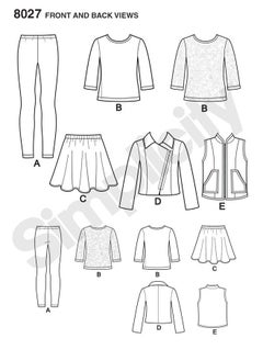 Simplicity 8027 Child's and Girl's Jacket, Tops, Skirts, and Leggings Sewing Patterns, Sizes 7-14  - Image 3