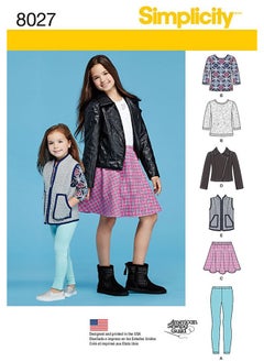 Simplicity 8027 Child's and Girl's Jacket, Tops, Skirts, and Leggings Sewing Patterns, Sizes 7-14  - Image 2