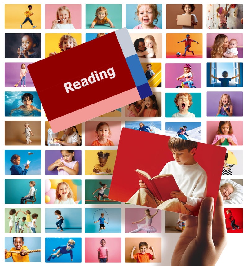 Dotimo kids Dotimo 52 Action Verbs Flash Cards for Kids Vocabulary Builder ESL Teaching Materials with Picture Cards 4x58 Non Verbal Communication Tools for Speech Therapy Autism Preschool Learning - Image 3