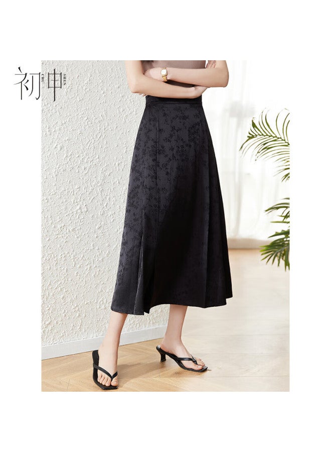 Chushen Spring/summer New Chinese Style National Wind Half Skirt Women's Design Sense Jacquard High Waist Pleated Improved Horse Face Skirt S143b1422
