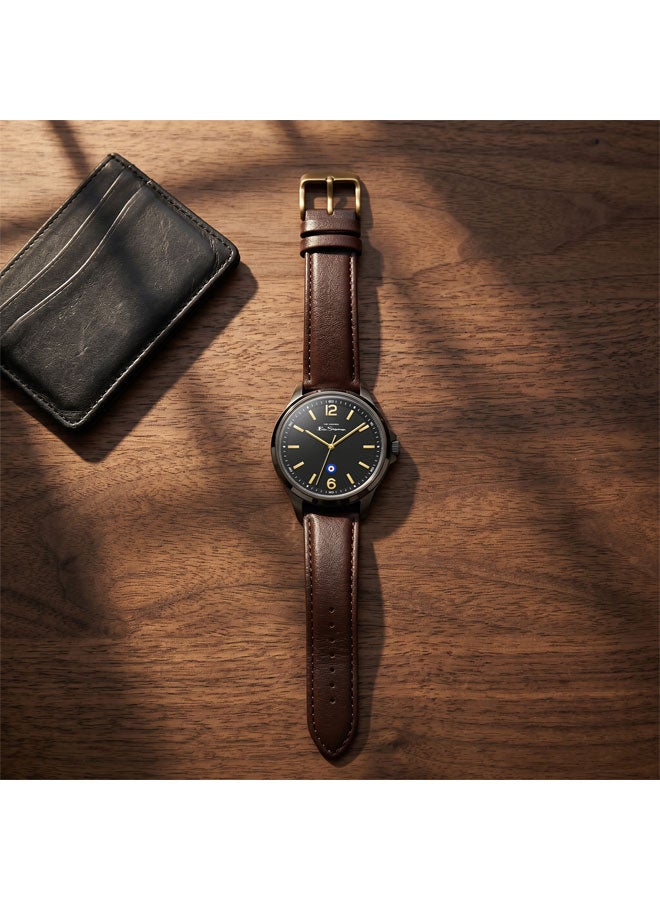 Ben Sherman Westminster Black Dial Brown Genuine Leather Strap Analog Watch for Men, 43mm - Image 4