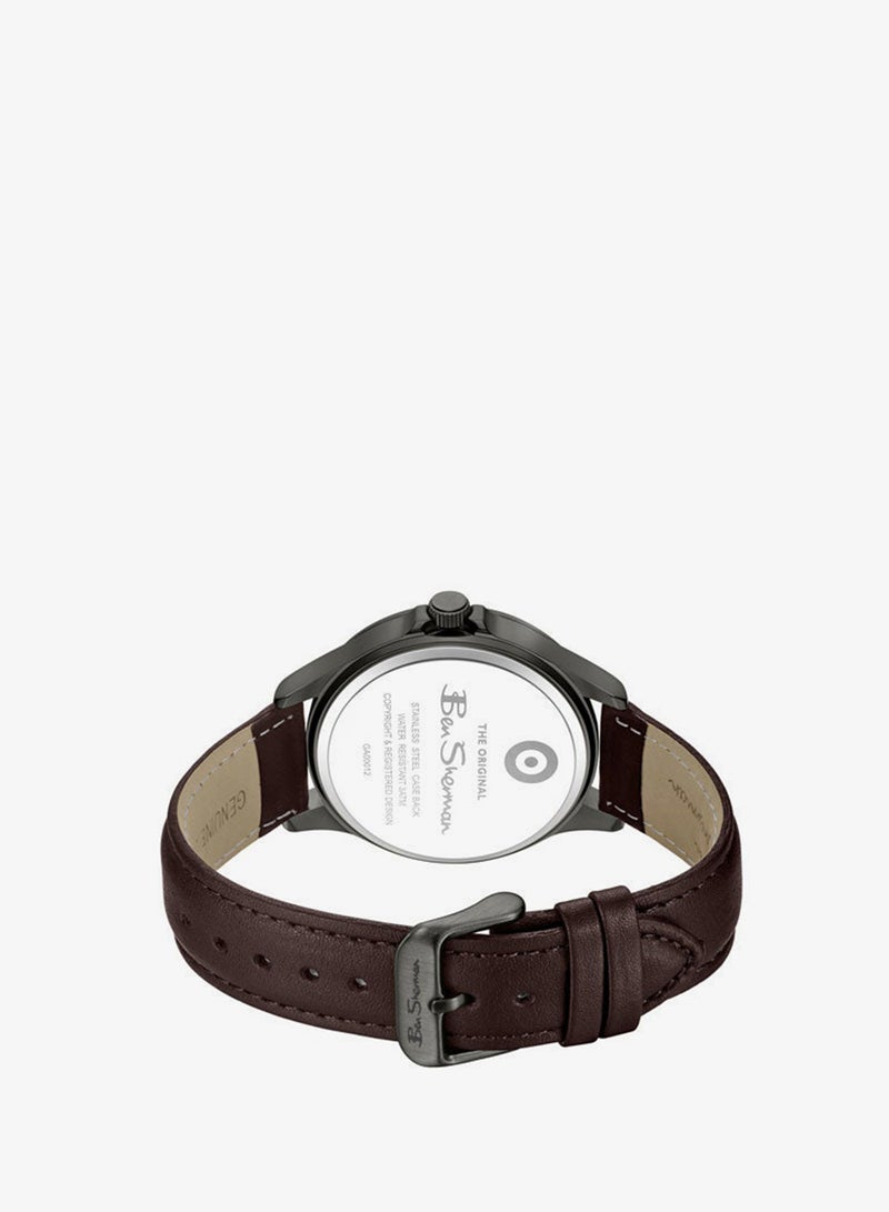Ben Sherman Westminster Black Dial Brown Genuine Leather Strap Analog Watch for Men, 43mm - Image 3