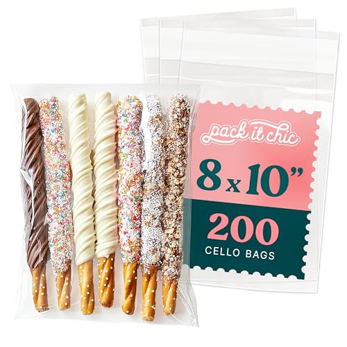 Pack It Chic - 8” X 10” (200 Pack) Clear Resealable Cello Poly Bags - Fits 8X10 Prints, Photos, Artwork - Self Seal - Image 1