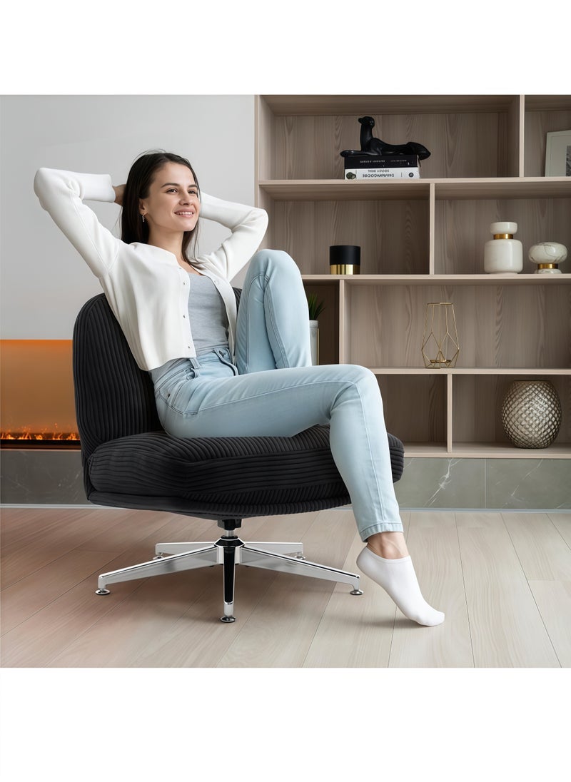 Generic Swivel Accent Chair, Cozy Living Room Chair, Comfy Reading Chair, Criss Cross Chair, Fabric Reading Sofa Chair with Wide Seat, Deep Cushion, 115° Tilt for Living Room, Bedroom  - Image 3