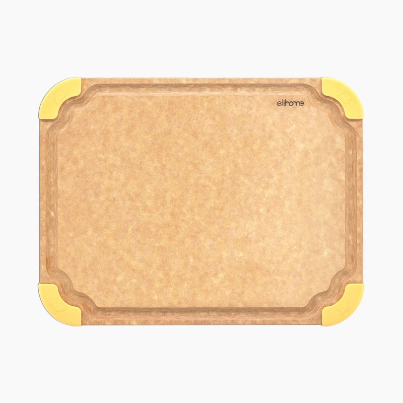 Elihome Premium Series Color Code Wood Fiber Dishwasher Safe Cutting board for Kitchen Made in USA Food Icon Juice Grooves NonPorous Nonslip Feet Medium 13 x 10